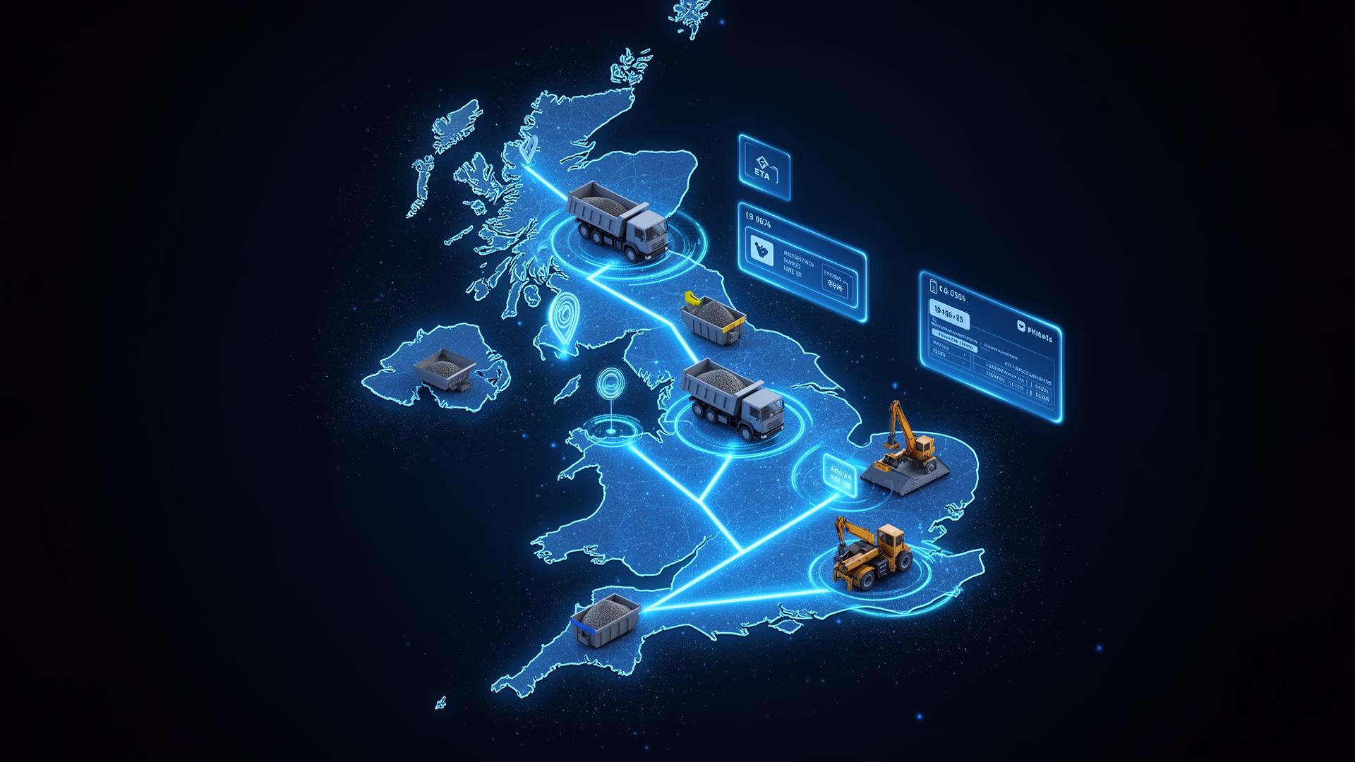 GoMuc construction logistics network connecting vehicles, plant and loads across the UK
